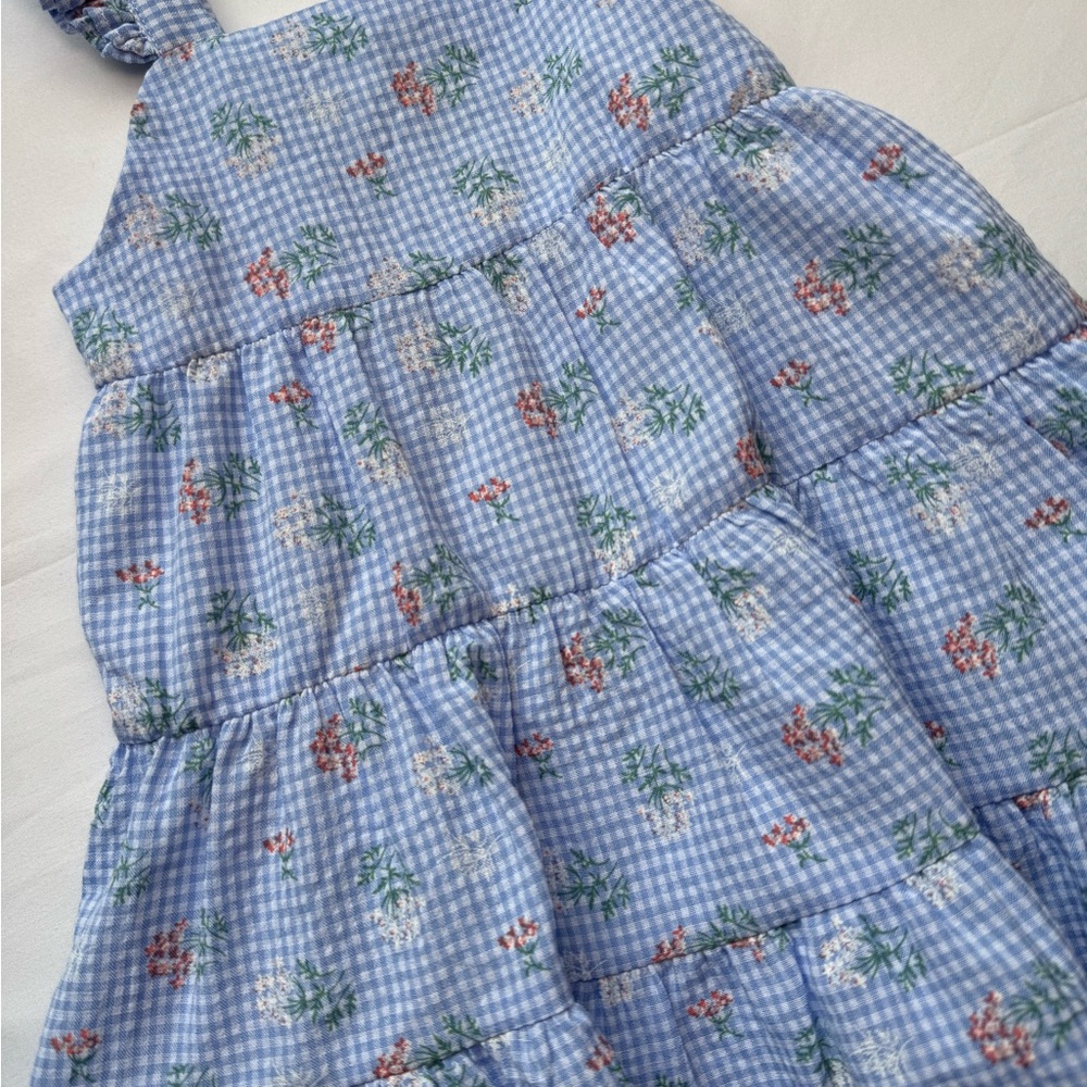 Tartine et Chocolat Baby Girl Blue Gingham Floral Dress